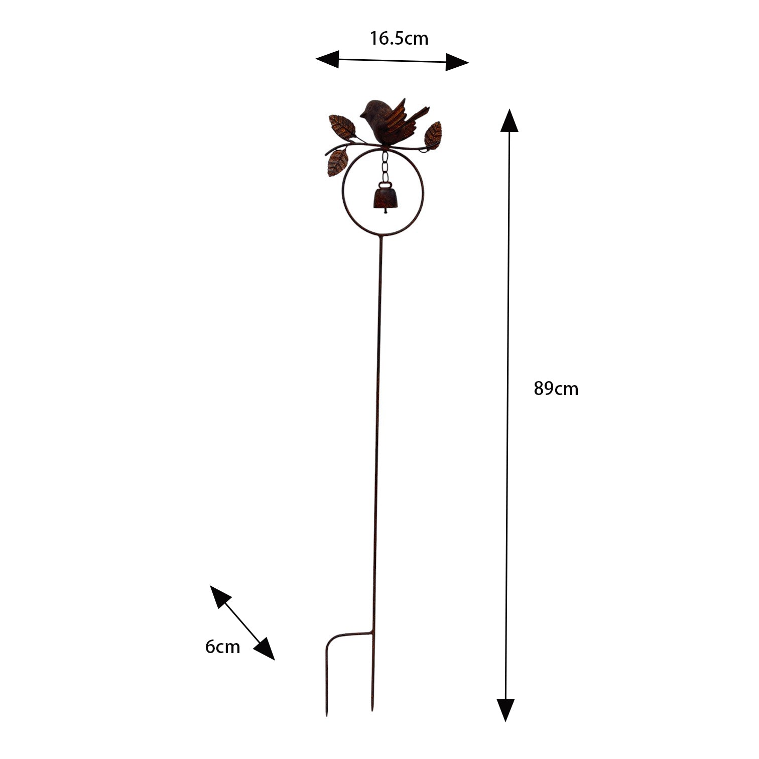 Bird On Branch w Bell Garden Stake 89cm - Image 3