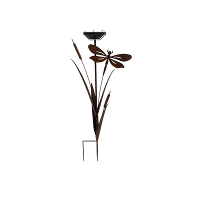 Bulrush & Dragonfly Garden Stake w Birdfeeder 89cm - Image 3