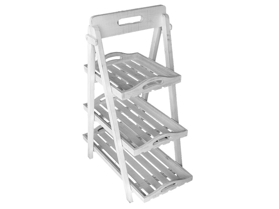 White Wooden Rack w/ Trays 98cm