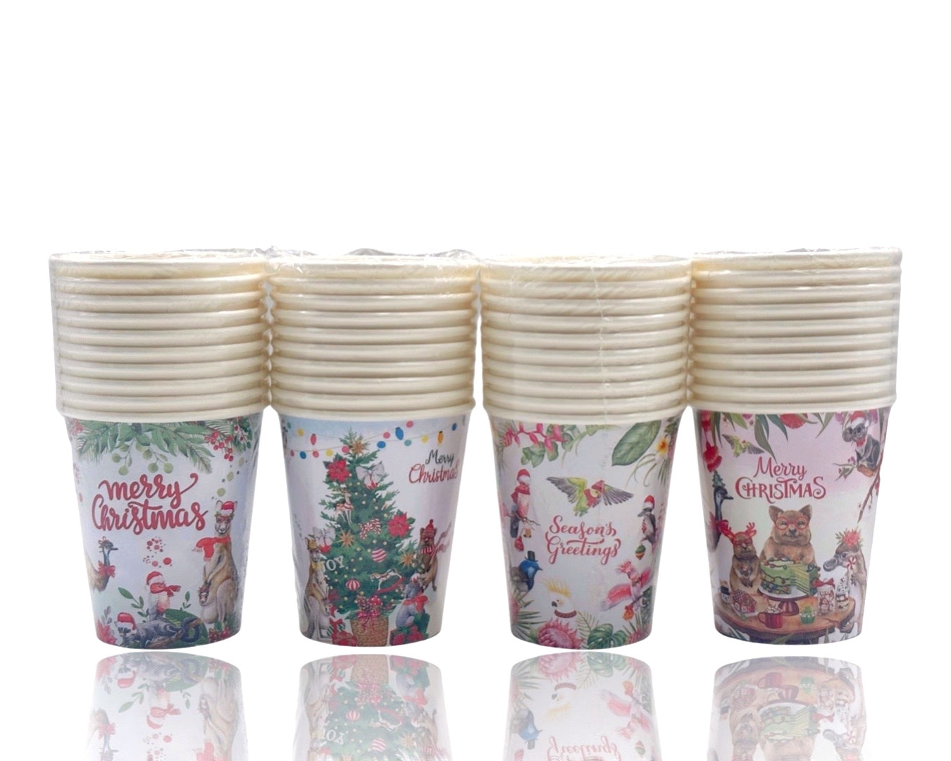bulk 480 Outback Xmas Paper Cups 250ml