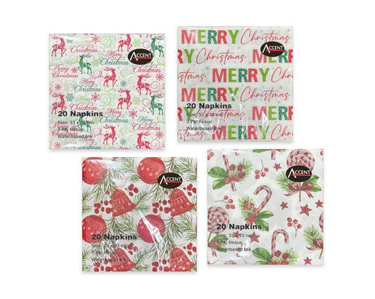 bulk 960 Traditional Xmas Napkin 2ply 33cm