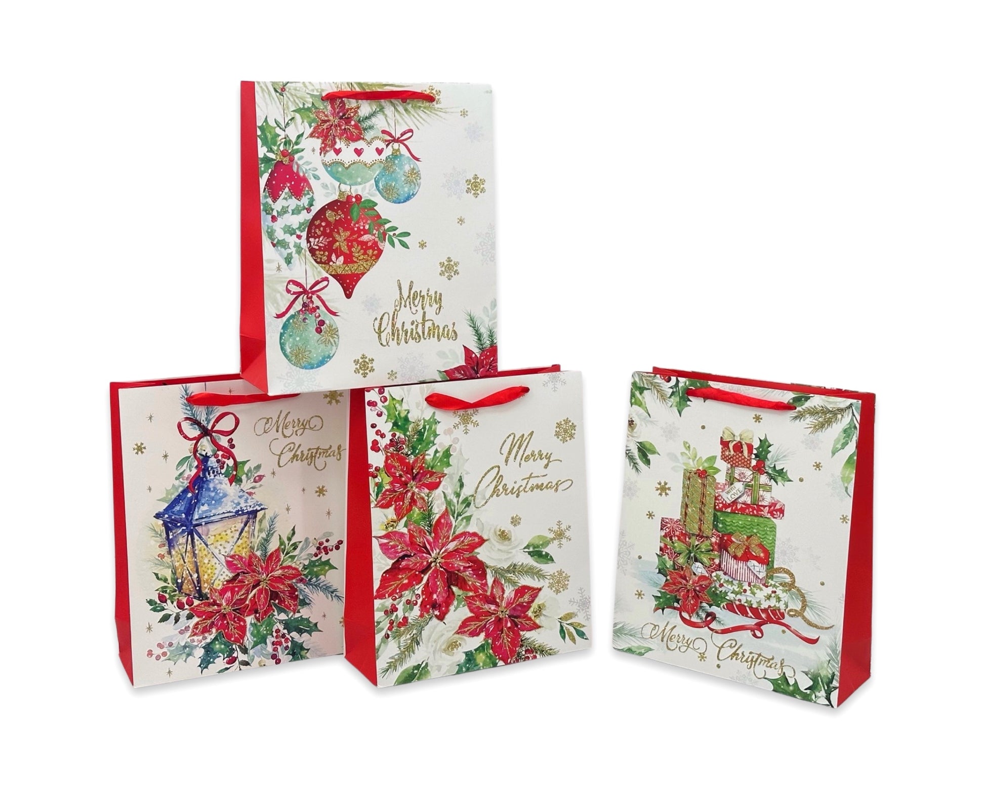 bulk 48 Xlarge Spritz & Glitter Xmas Gift Bag 42cm