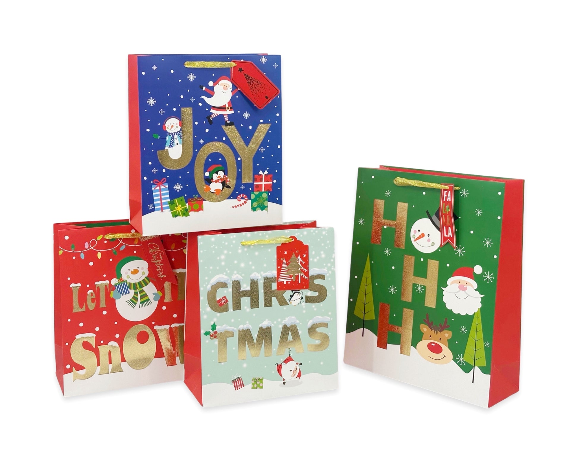 bulk 48 Jumbo Hot Foiled Traditional Xmas Gift Bag 72cm