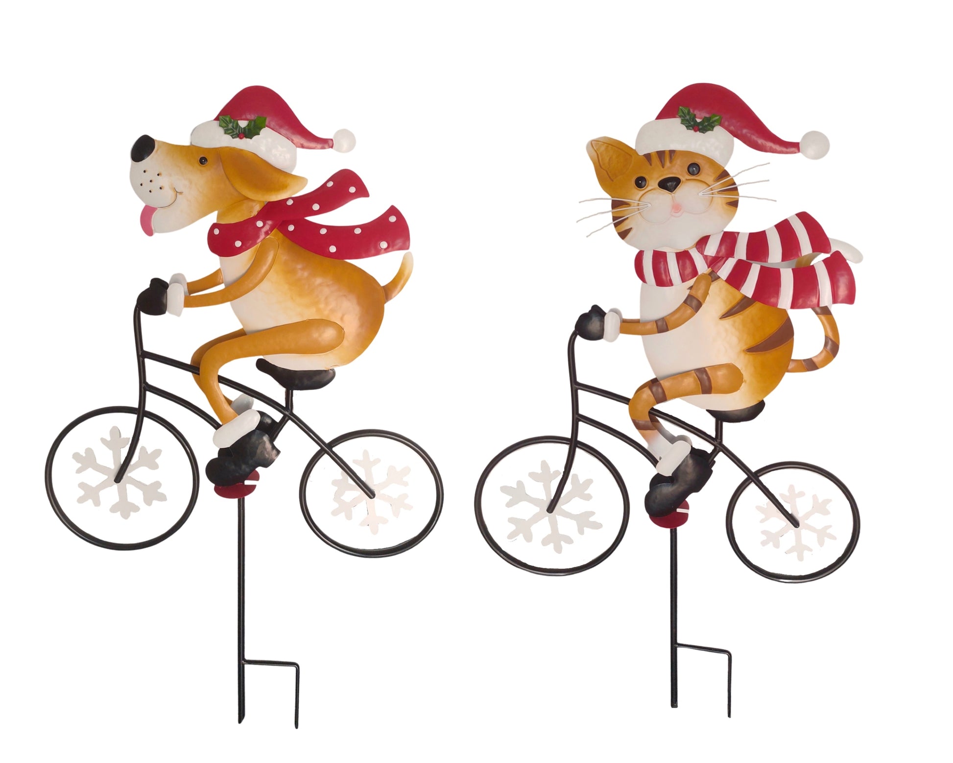 bulk 4 Xmas Metal Dog on Bike w/ Stake 90cm