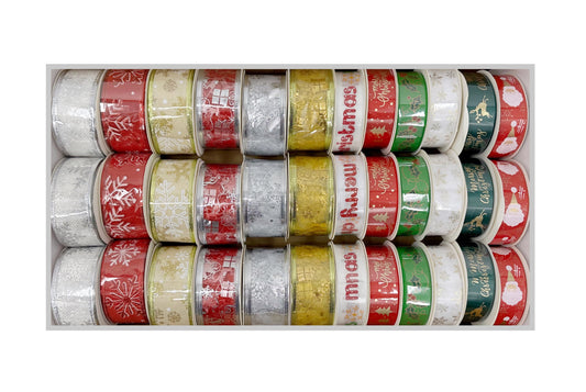bulk 36 Xmas Ribbon Sizes & Designs