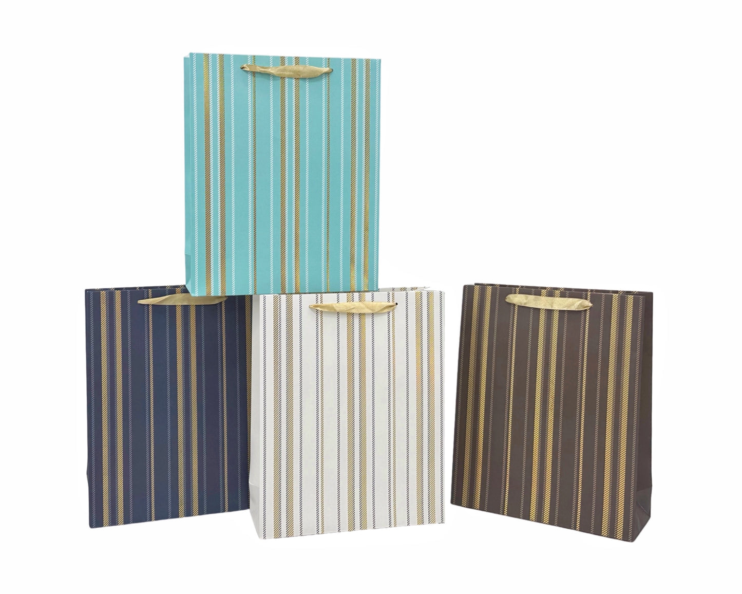 bulk 24 Medium Foiled Stripes Gift Bag 123cm