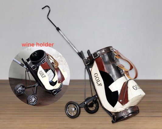 Retro Metal Golf Bag Wine Holder 40cm