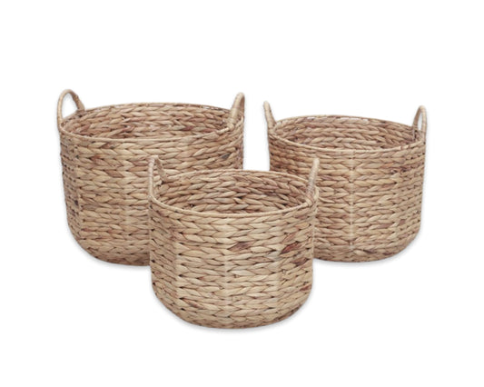 Set 6 Water Hyacinth Basket Round 3 Sizes 42cm