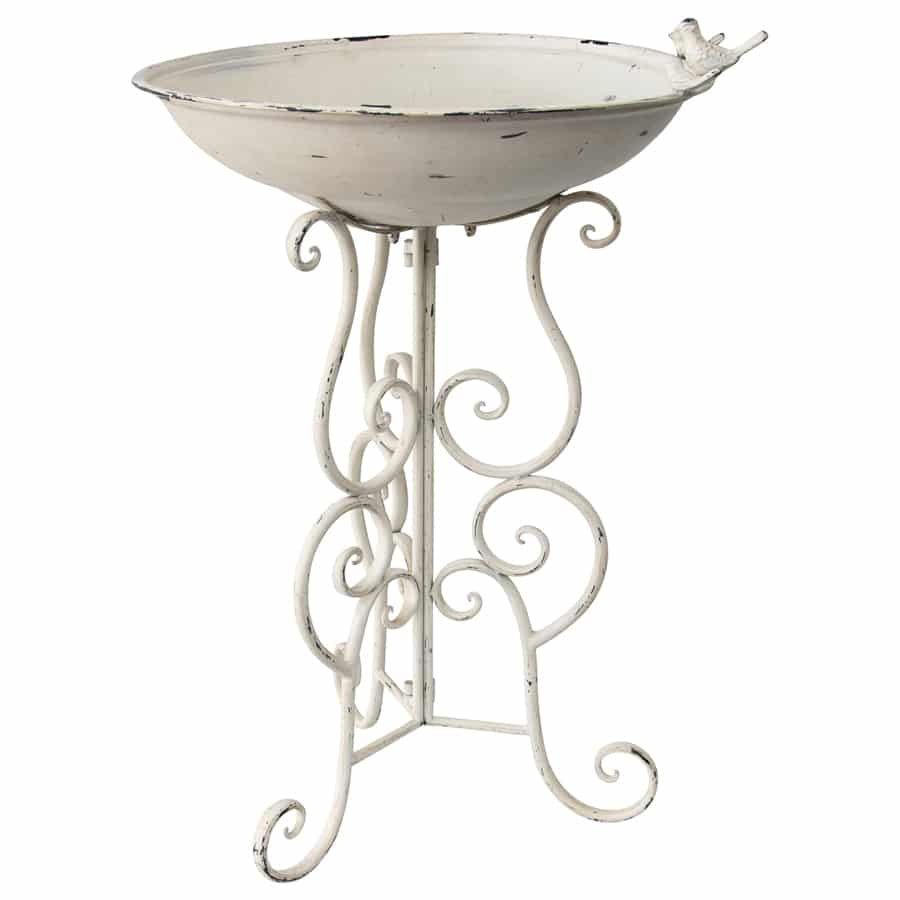Large Birdbath w 3 Birds On Ornate Stand 76cm