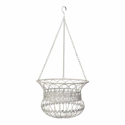 Set 2 Nested Antique White Hanging Baskets 36x77cm - Image 3