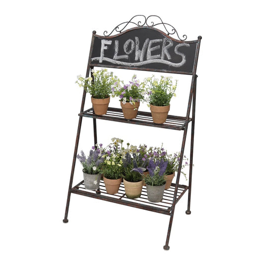 Two Shelf Garden Plant Stand w Chalkboard 110cm - Image 2