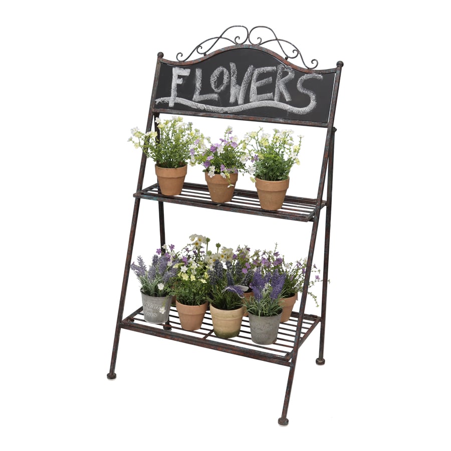 Two Shelf Garden Plant Stand w Chalkboard 110cm - Image 3