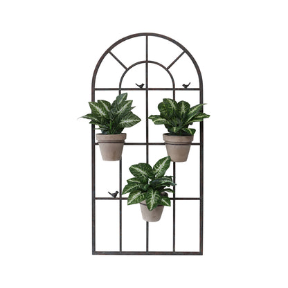 French Window Wall Art w Removeable 15cm Dia Pot Holders 130cm