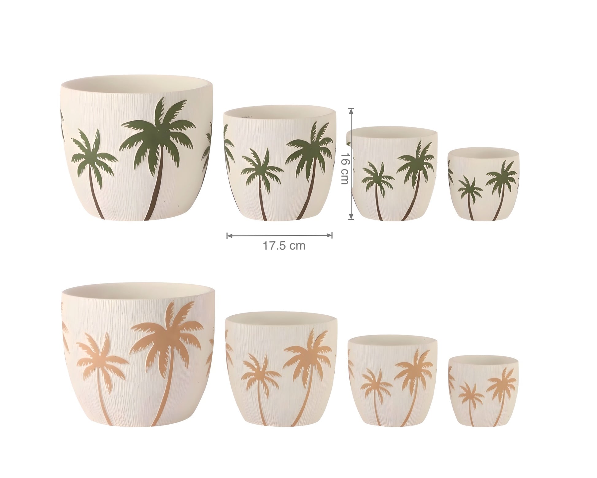 bulk 8 Embossed Palm Tree Cement Pot 17cm