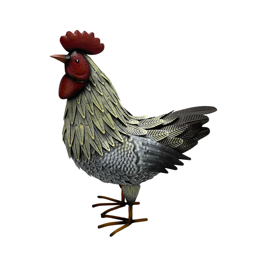 Graceful White Metal Chook 42cm