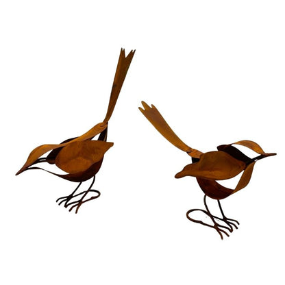 Set 2 Asst Rust Decorative Birds (w Potential Stakes) 17cm - Image 3