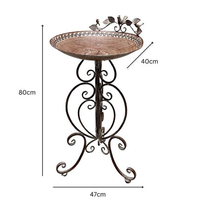 Leafy Birdbath / Bird Feeder w Embellished Legs 80cm - Image 5