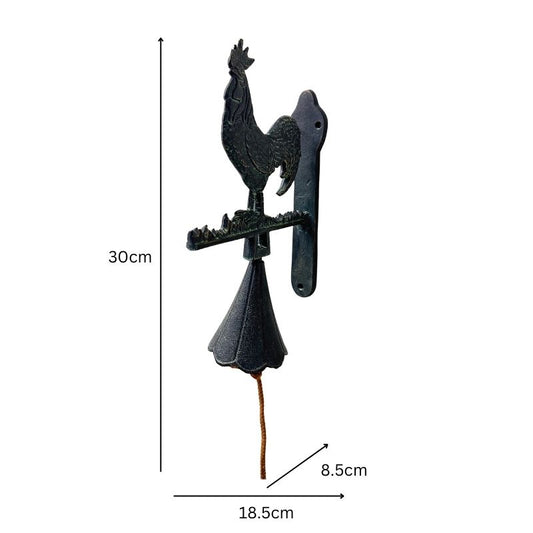 Cast- Iron Rooster Doorpost w Bell 30cm - Image 2