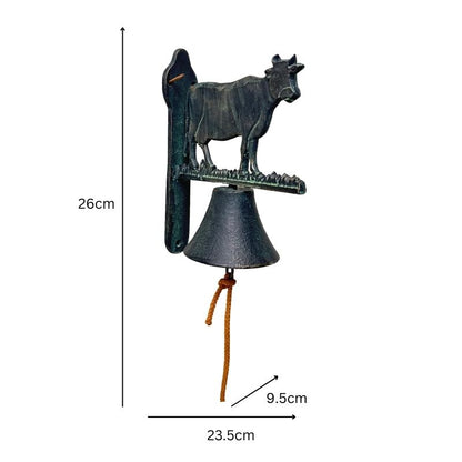 Cast Iron Cow Doorpost w Bell 26cm - Image 3