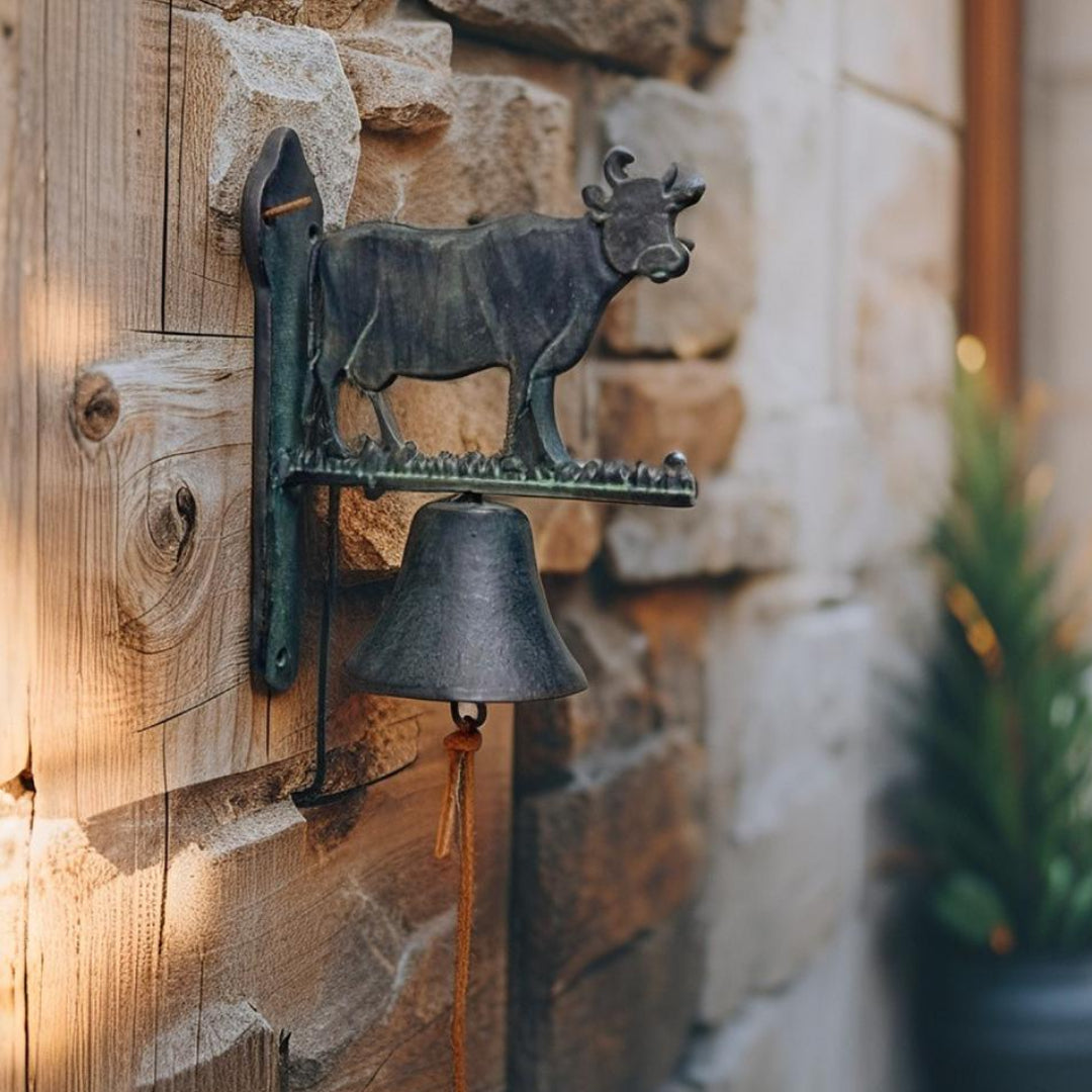 Cast Iron Cow Doorpost w Bell 26cm - Image 2