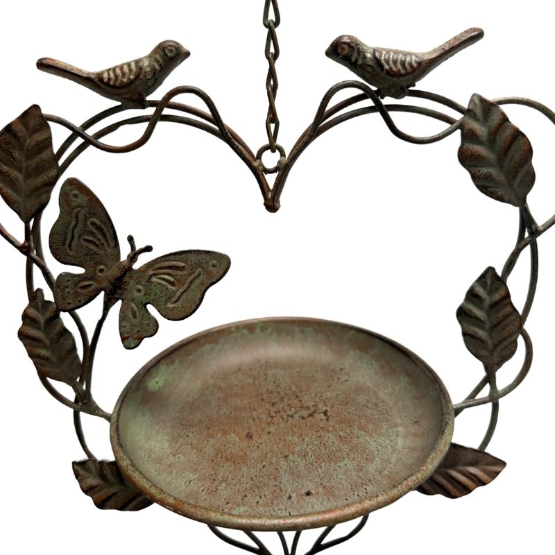 Hanging Heart Shape Birdfeeder w Butterfly + Birds 87cm - Image 2