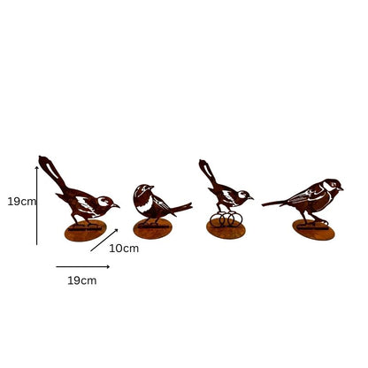 Set 4 Asst Rust Laser Cut Birds on Base 19cm - Image 4