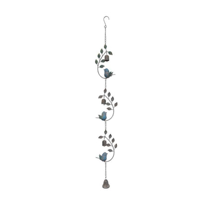Hanging Bell w Leaves + Birds 14cm