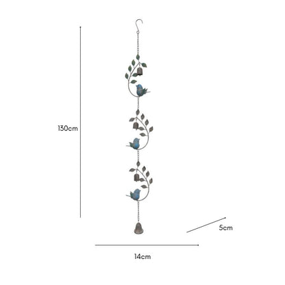 Hanging Bell w Leaves + Birds 14cm - Image 3