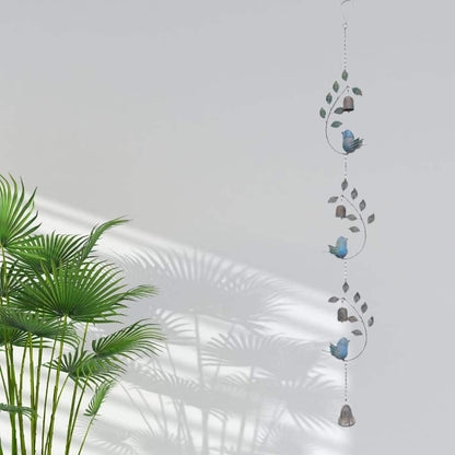 Hanging Bell w Leaves + Birds 14cm - Image 2