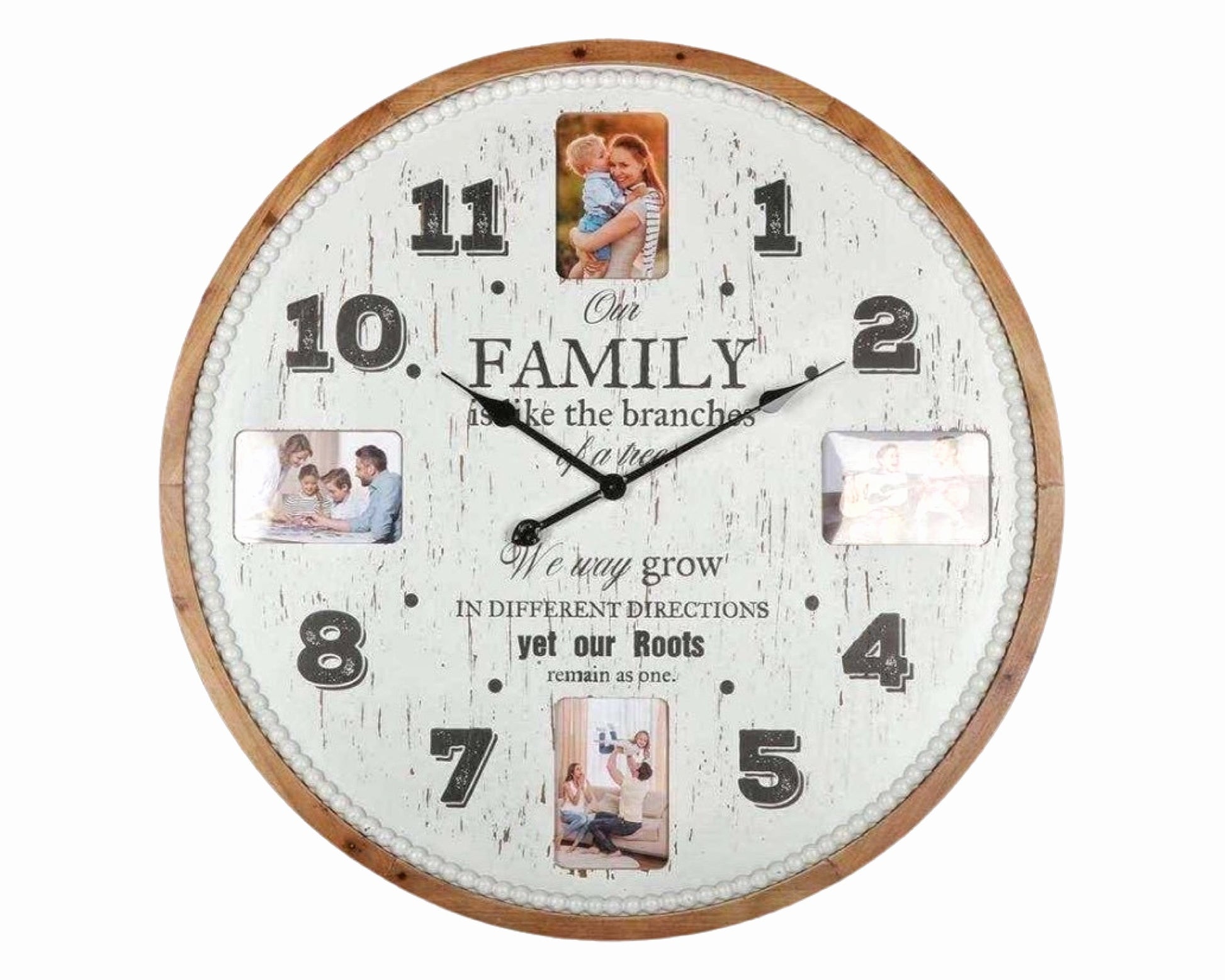 Family Tree Wall Clock w/ Photo Frames 80cm