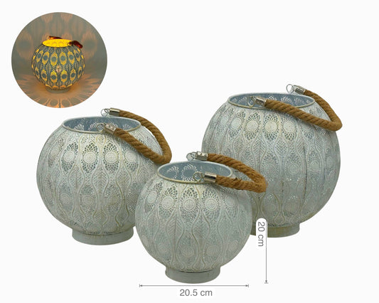 White Wash Moroccan Lantern 20cm