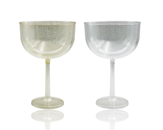 bulk 24 Glitter Plastic Jumbo Wine Glass 1.38lt 23cm