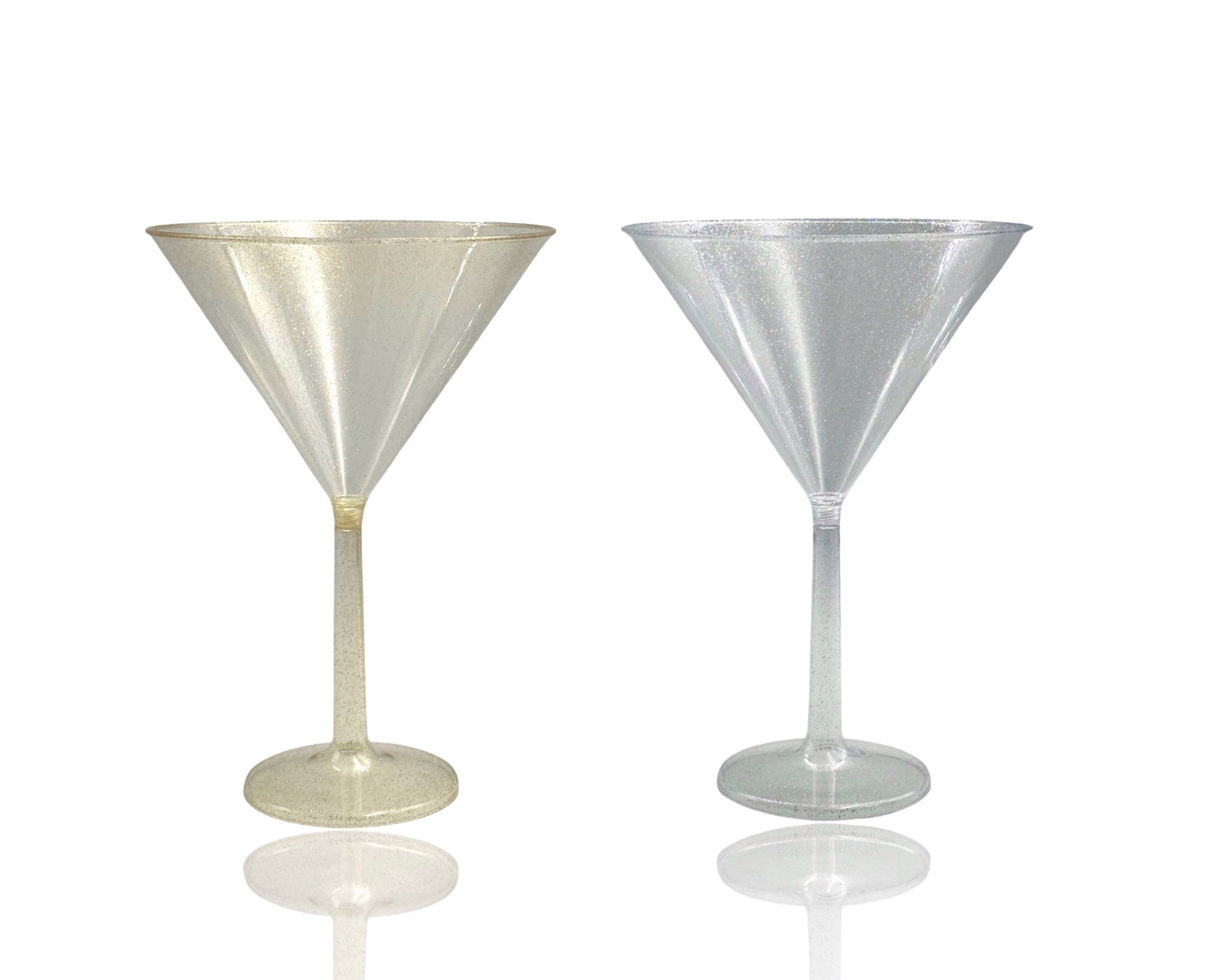 bulk 24 Glitter Plastic Jumbo Martini Glass 739ml 25cm