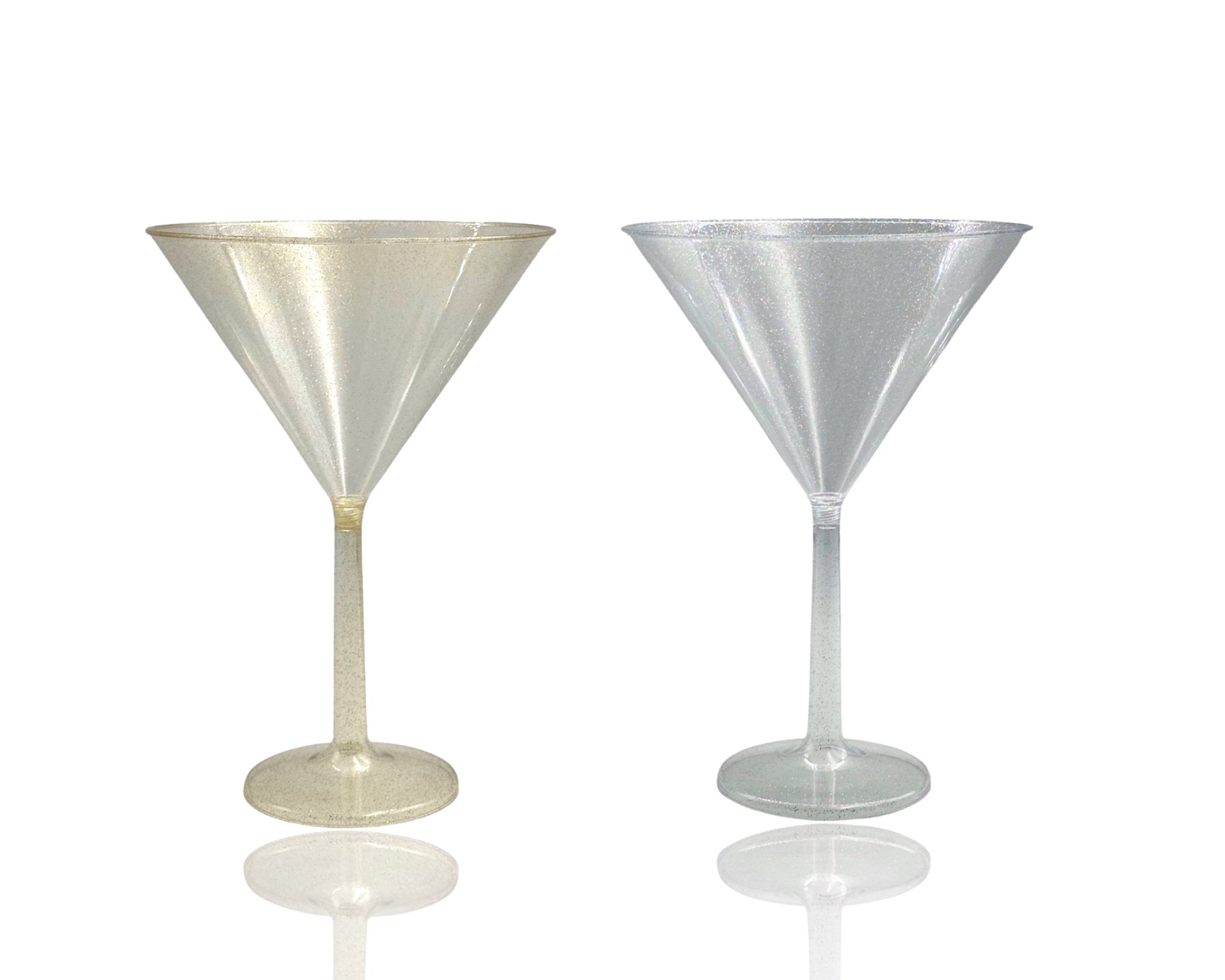 bulk 24 Glitter Plastic Jumbo Martini Glass 739ml 25cm