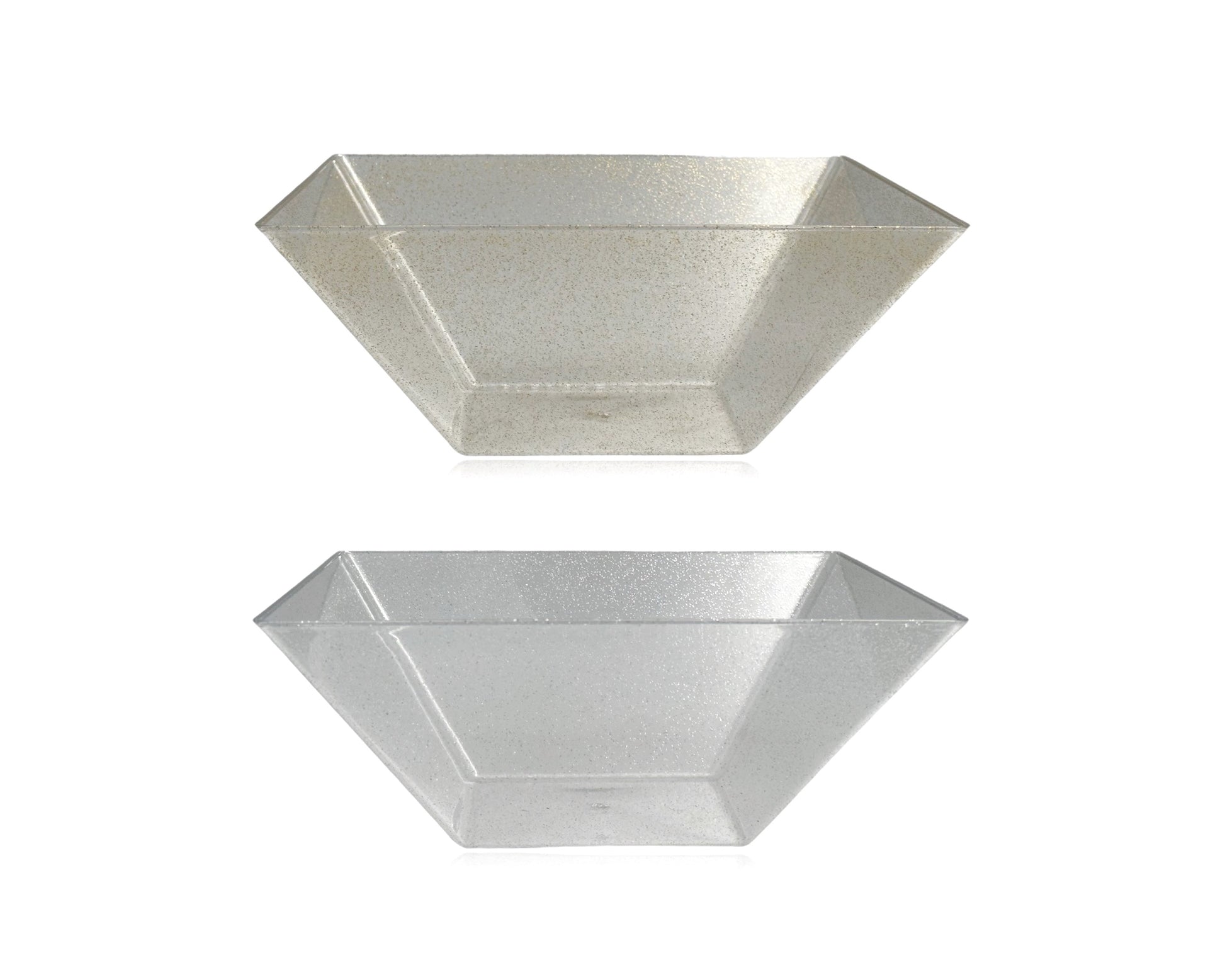 bulk 24 Glitter Plastic Tapered Bowl Square 2.8lt 24cm