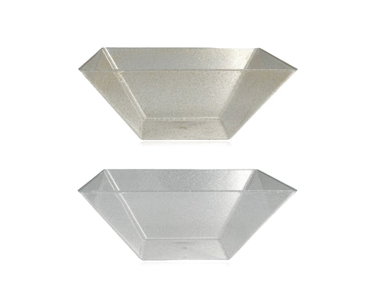 bulk 24 Glitter Plastic Tapered Bowl Square 2.8lt 24cm