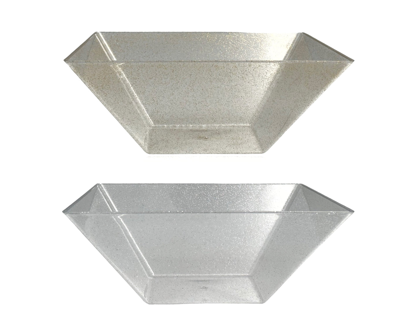 bulk 24 Glitter Plastic Tapered Bowl Square 3.7lt 28cm