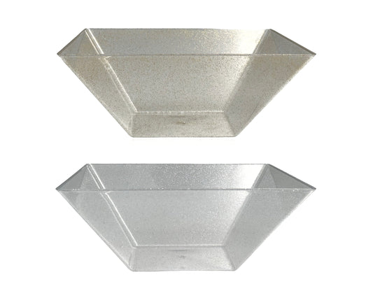 bulk 24 Glitter Plastic Tapered Bowl Square 3.7lt 28cm