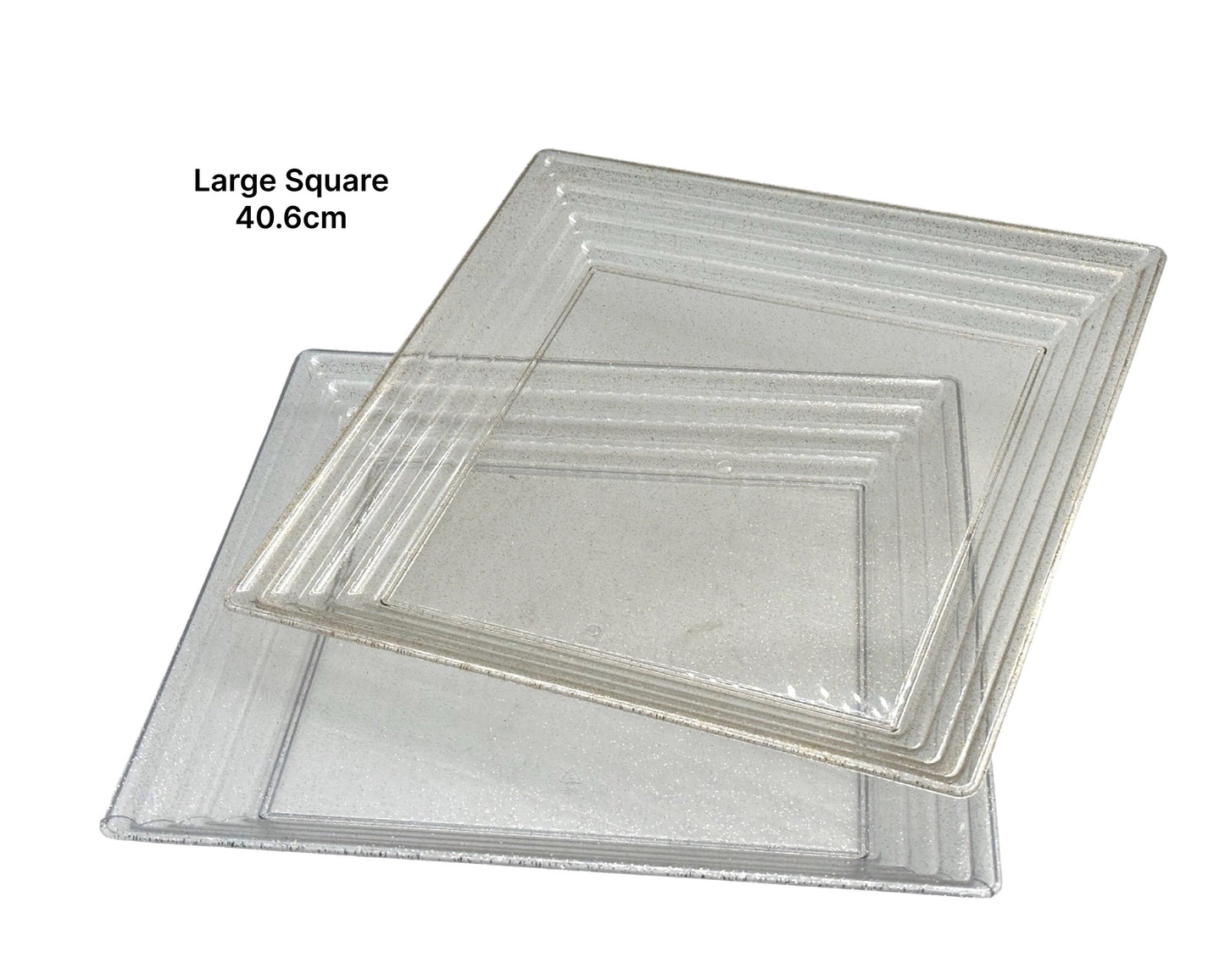bulk 24 Square Glitter Plastic Serving Tray 40cm