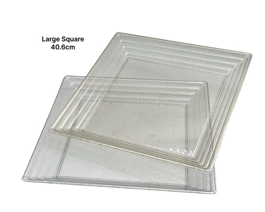 bulk 24 Square Glitter Plastic Serving Tray 40cm