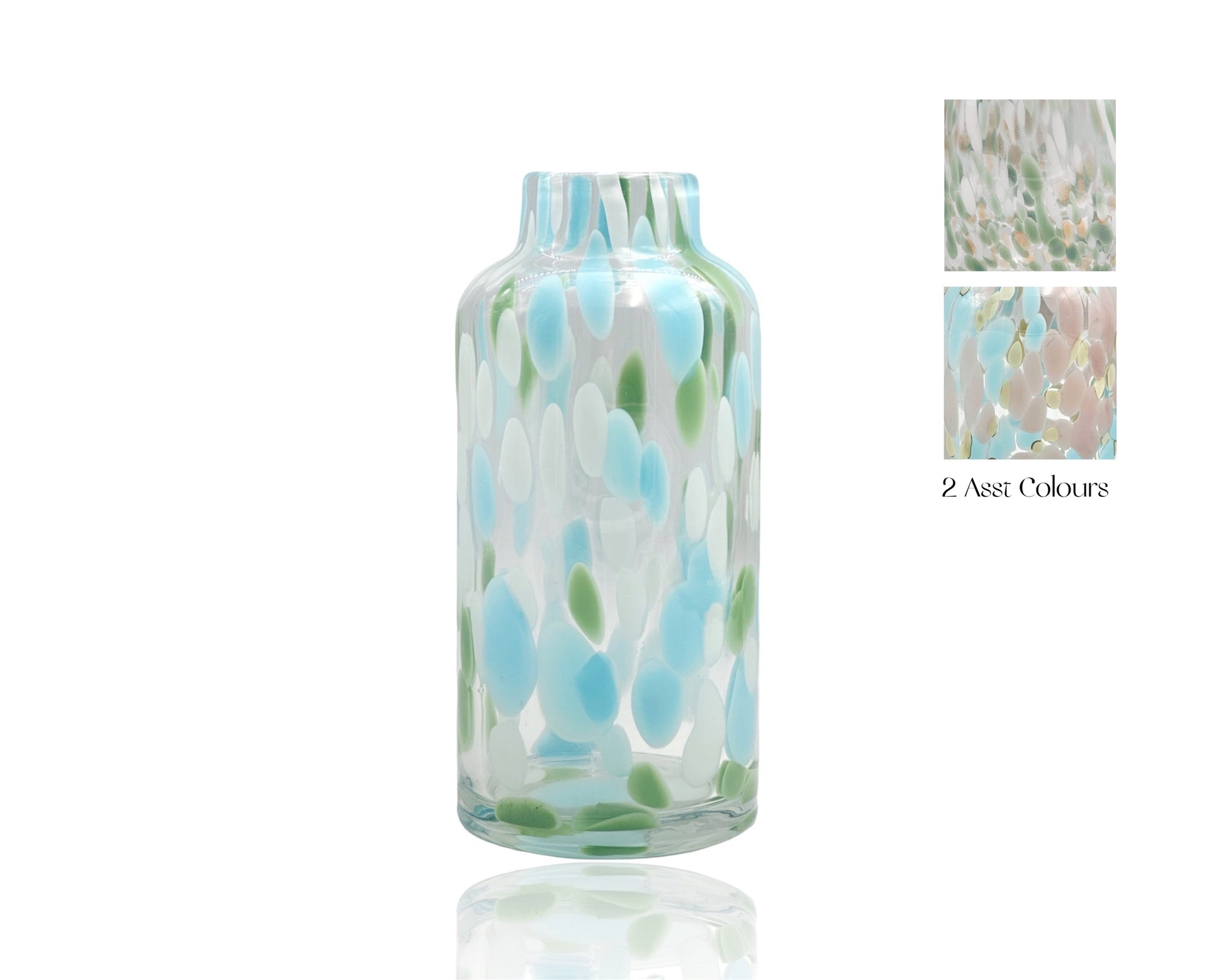 Set 2 Speckled Glass Vase Assorted 12x25cm