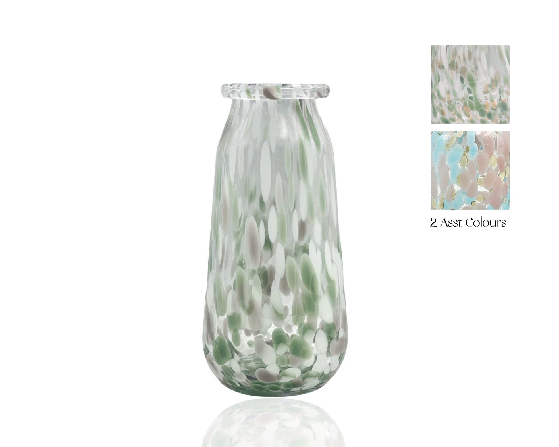 Set 2 Speckled Glass Vase Assorted 14x30cm