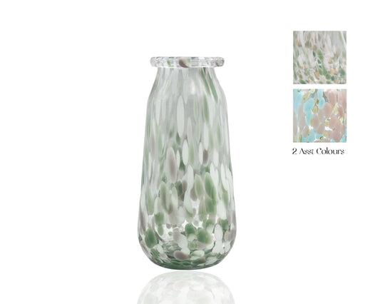 Set 2 Speckled Glass Vase Assorted 14x30cm