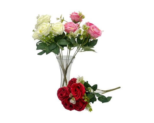 bulk 24 Artificial Rose 6 Branches Assorted 40cm