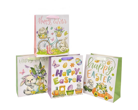 bulk 24 Large Easter Time Gift Bag 4 Assort 26x32cm