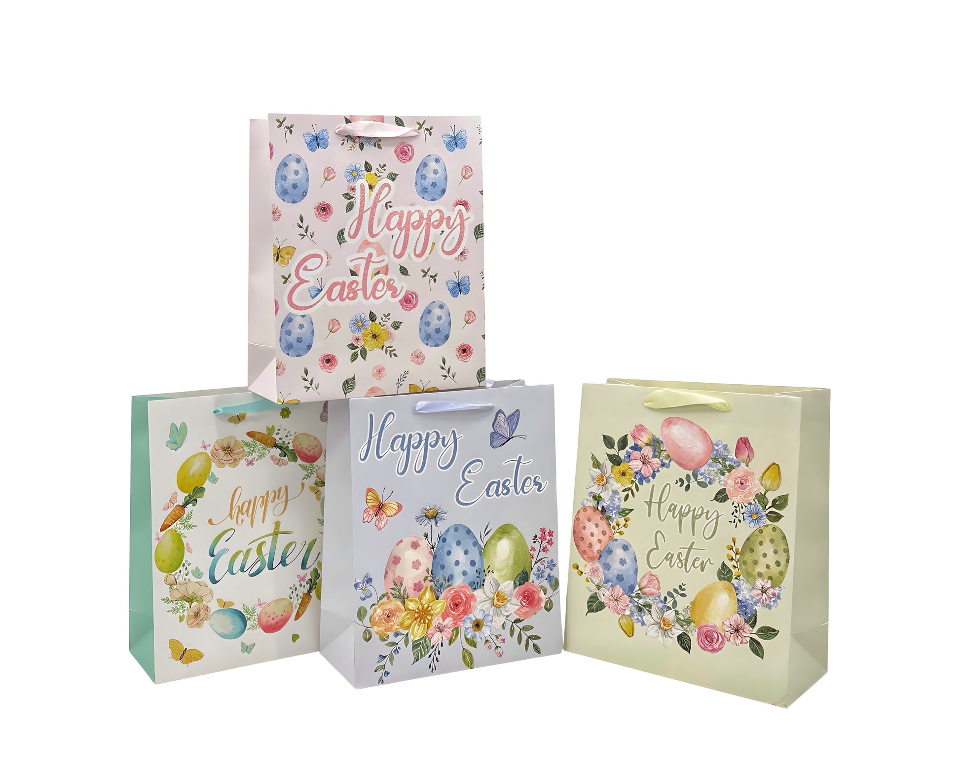 bulk 24 Medium Easter Egg Hunt Gift Bag 4 Assort 18x23cm