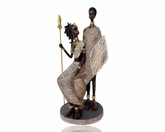 Polyresin African Warriors Ornament 38cm