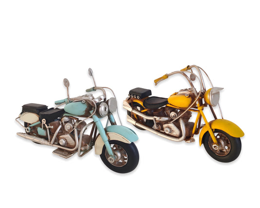 Set 2 Metal Vintage Motorcycle Assorted 18cm