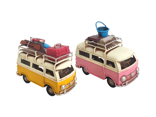 Set 2 Metal Vintage Bus Assorted 11cm