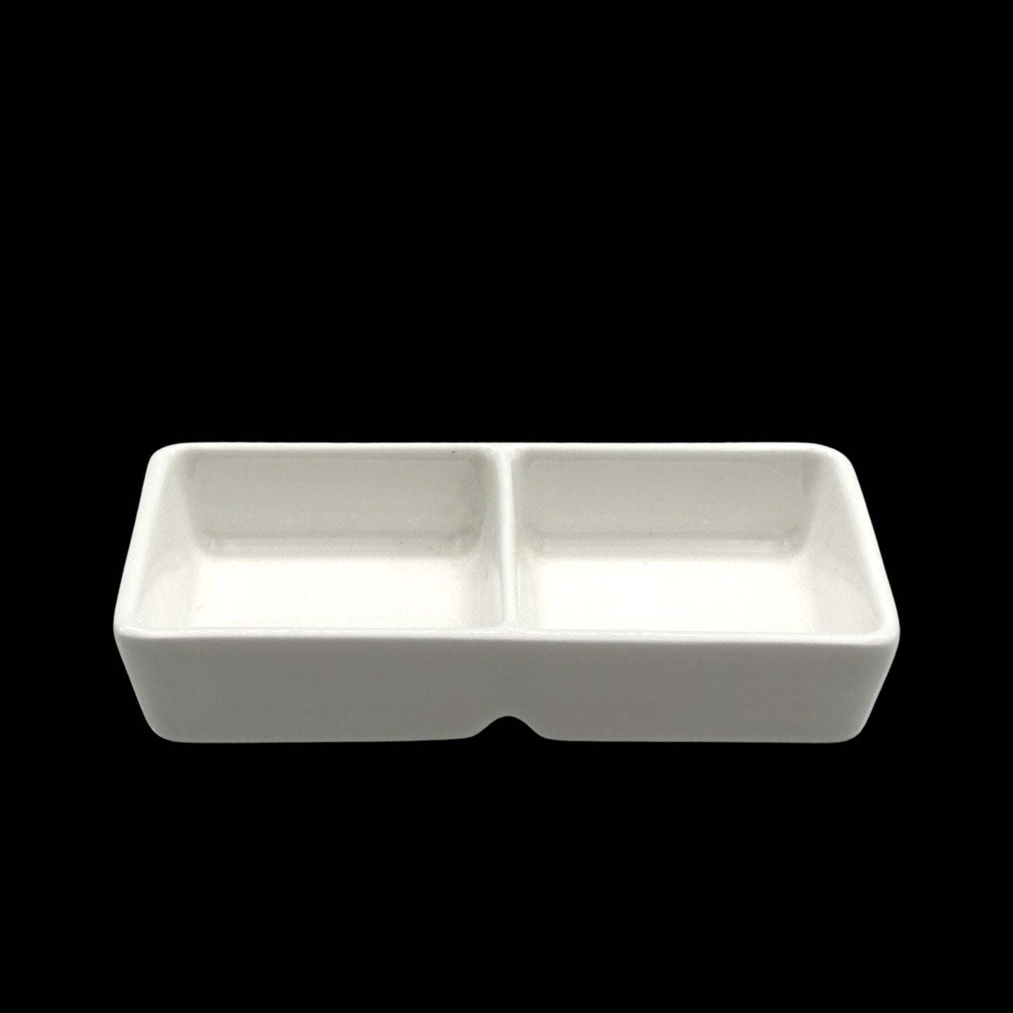 bulk 24 White Bone China 2 Section Square Dish 11x6cm